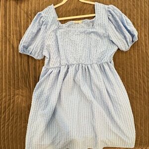 Chic Sky Blue Puff Sleeve Mini Dress